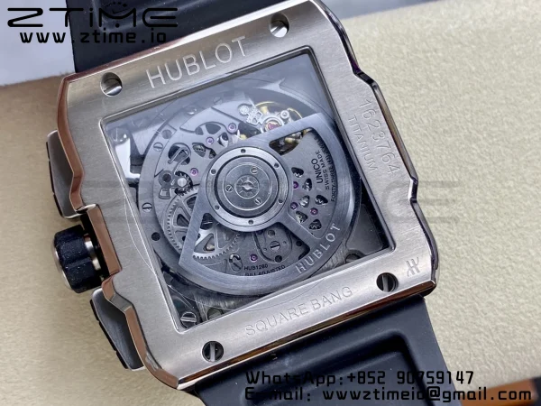 HUBLOT Square Bang Unico 42mm 821.NM.0170.RX Titanium BBF 1:1 Best Edition Skeleton Dial Ceramic Bezel on Black Rubber Strap A1280 - Super Clone Watch | 1:1 Best Version