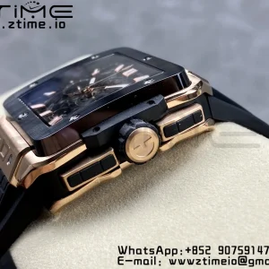 HUBLOT Square Bang Unico 42mm 821.OM.0180.RX RG BBF 1:1 Best Edition Skeleton Dial Ceramic Bezel on Black Rubber Strap A1280 - Super Clone Watch | 1:1 Best Version