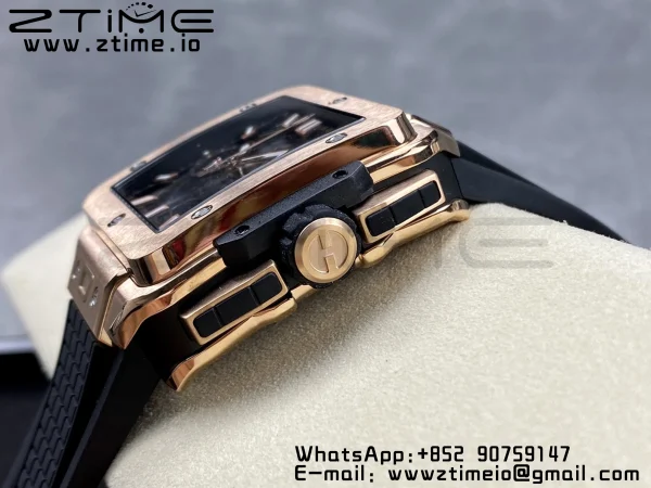 HUBLOT Square Bang Unico 42mm 821.OX.0180.RX RG BBF 1:1ベストエディション スケルトンダイアル ブラックラバーストラップ A1280 - スーパークローンウォッチ｜1:1ベストバージョン