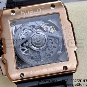 HUBLOT Square Bang Unico 42mm 821.OX.0180.RX RG BBF 1:1ベストエディション スケルトンダイアル ブラックラバーストラップ A1280 - スーパークローンウォッチ｜1:1ベストバージョン