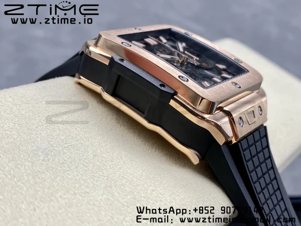 HUBLOT Square Bang Unico 42mm 821.OX.0180.RX RG BBF 1:1ベストエディション スケルトンダイアル ブラックラバーストラップ A1280 - スーパークローンウォッチ｜1:1ベストバージョン