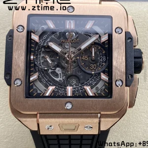 HUBLOT Square Bang Unico 42mm 821.OX.0180.RX RG BBF 1:1 Best Edition Skeleton Dial on Black Rubber Strap A1280 - Super Clone Watch | 1:1 Best Version