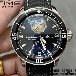 Blancpain Fifty Fathoms Tourbillon SS Real PR JBF Best Edition Black Dial on Black Nylon Strap (Free Extra Strap) - Super Clone Watch | 1:1 Best Version