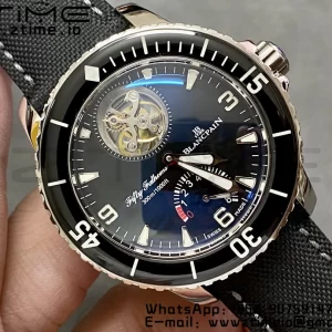 Blancpain Fifty Fathoms Tourbillon SS Real PR JBF Best Edition Black Dial on Black Nylon Strap (Free Extra Strap) - Super Clone Watch | 1:1 Best Version
