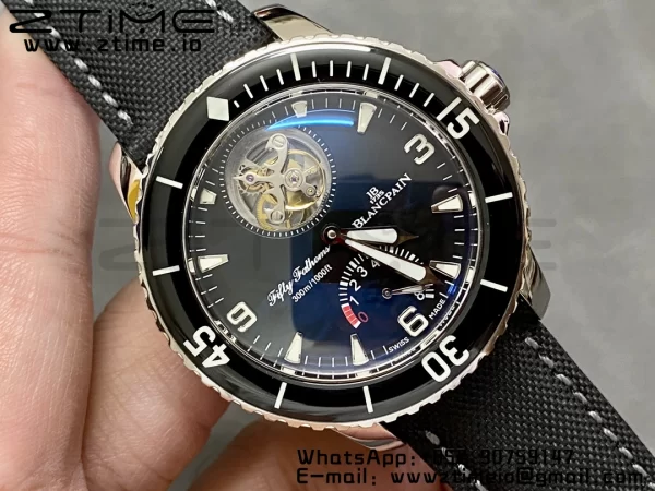 Blancpain Fifty Fathoms Tourbillon SS Real PR JBF Best Edition Black Dial on Black Nylon Strap (Free Extra Strap) - Super Clone Watch | 1:1 Best Version