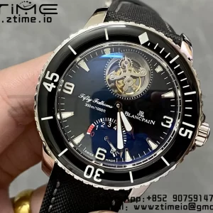 Blancpain Fifty Fathoms Tourbillon SS Real PR JBF Best Edition Black Dial on Black Nylon Strap (Free Extra Strap) - Super Clone Watch | 1:1 Best Version