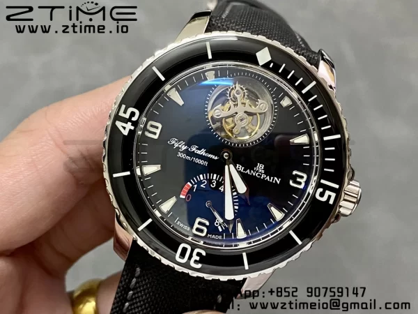 Blancpain Fifty Fathoms Tourbillon SS Real PR JBF Best Edition Black Dial on Black Nylon Strap (Free Extra Strap) - Super Clone Watch | 1:1 Best Version