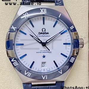 OMEGA  Constellation Blue Ceramic SS VSF 1:1 Best Edition White Dial on Blue Gummy Strap A8900 Super Clone - Super Clone Watch | 1:1 Best Version