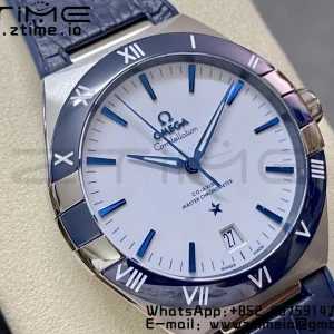 OMEGA  Constellation Blue Ceramic SS VSF 1:1 Best Edition White Dial on Blue Gummy Strap A8900 Super Clone - Super Clone Watch | 1:1 Best Version