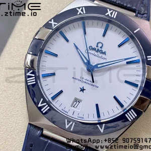 OMEGA  Constellation Blue Ceramic SS VSF 1:1 Best Edition White Dial on Blue Gummy Strap A8900 Super Clone - Super Clone Watch | 1:1 Best Version
