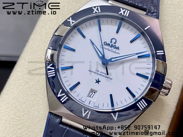 OMEGA  Constellation Blue Ceramic SS VSF 1:1 Best Edition White Dial on Blue Gummy Strap A8900 Super Clone - Super Clone Watch | 1:1 Best Version