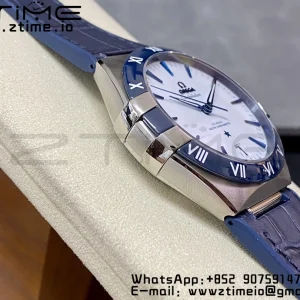 OMEGA  Constellation Blue Ceramic SS VSF 1:1 Best Edition White Dial on Blue Gummy Strap A8900 Super Clone - Super Clone Watch | 1:1 Best Version