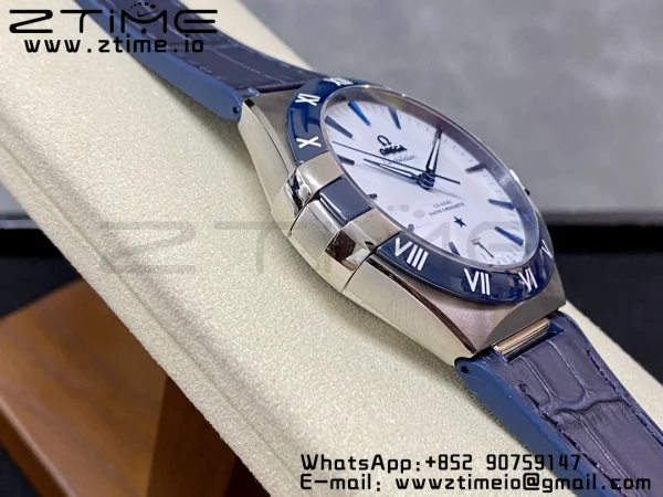 OMEGA  Constellation Blue Ceramic SS VSF 1:1 Best Edition White Dial on Blue Gummy Strap A8900 Super Clone - Super Clone Watch | 1:1 Best Version