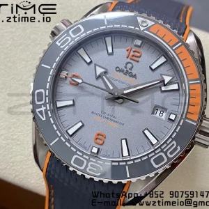 OMEGA Planet Ocean 43.5mm Ti VSF 1:1 Best Edition Black/Orange Bezel Gray Dial on Gray Nylon Strap A8900 - Super Clone Watch | 1:1 Best Version