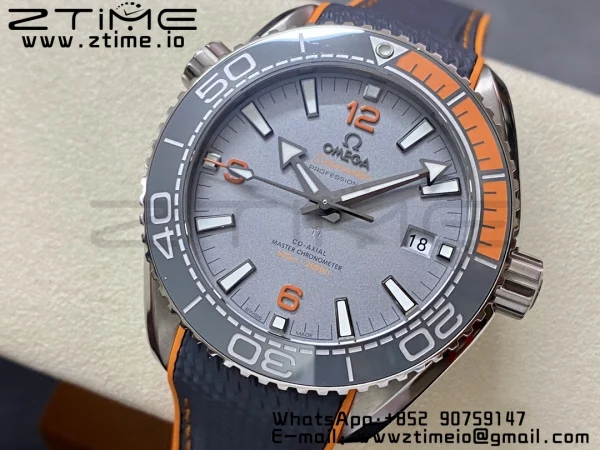 OMEGA Planet Ocean 43.5mm Ti VSF 1:1 Best Edition Black/Orange Bezel Gray Dial on Gray Nylon Strap A8900 - Super Clone Watch | 1:1 Best Version