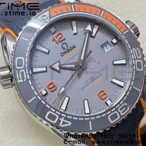 OMEGA Planet Ocean 43.5mm Ti VSF 1:1 Best Edition Black/Orange Bezel Gray Dial on Gray Nylon Strap A8900 - Super Clone Watch | 1:1 Best Version