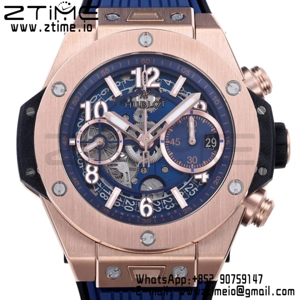 HUBLOT Big Bang Unico 42mm 441.OX.1181.RX  BBF 1:1 Best Edition Skeleton Dial on Blue Rubber Strap A1280 V2 - Super Clone Watch | 1:1 Best Version