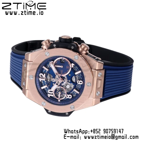 HUBLOT Big Bang Unico 42mm 441.OX.1181.RX  BBF 1:1 Best Edition Skeleton Dial on Blue Rubber Strap A1280 V2 - Super Clone Watch | 1:1 Best Version