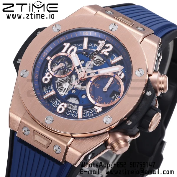 HUBLOT Big Bang Unico 42mm 441.OX.1181.RX  BBF 1:1 Best Edition Skeleton Dial on Blue Rubber Strap A1280 V2 - Super Clone Watch | 1:1 Best Version