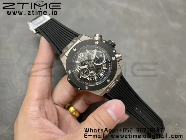 HUBLOT Big Bang Unico 42mm 441.NM.1171.RX Titanium BBF 1:1 Best Edition Skeleton Dial on Blue Rubber Strap A1280 V2 - Super Clone Watch | 1:1 Best Version