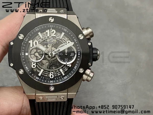 HUBLOT Big Bang Unico 42mm 441.NM.1171.RX Titanium BBF 1:1 Best Edition Skeleton Dial on Blue Rubber Strap A1280 V2 - Super Clone Watch | 1:1 Best Version