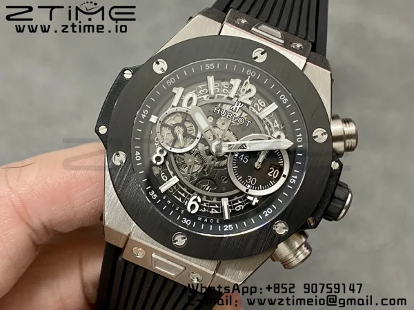 HUBLOT Big Bang Unico 42mm 441.NM.1171.RX Titanium BBF 1:1 Best Edition Skeleton Dial on Blue Rubber Strap A1280 V2 - Super Clone Watch | 1:1 Best Version