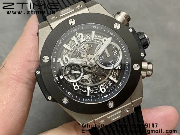 HUBLOT Big Bang Unico 42mm 441.NM.1171.RX Titanium BBF 1:1 Best Edition Skeleton Dial on Blue Rubber Strap A1280 V2 - Super Clone Watch | 1:1 Best Version