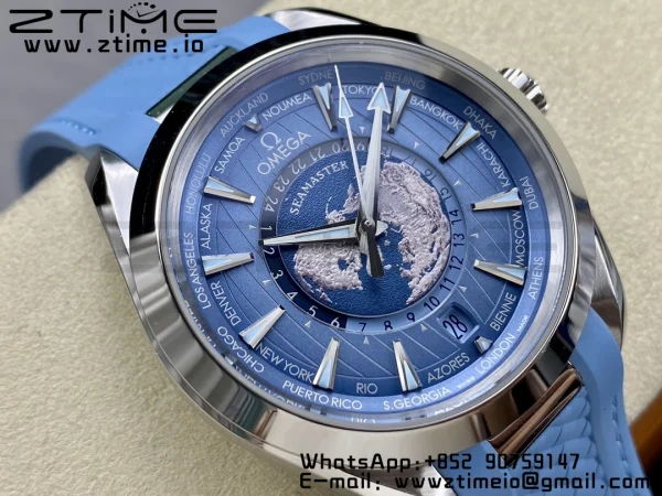 OMEGA Aqua Terra 150M 43mm 24 VSF 1:1 Best Edition Summer Blue Dial on Blue Rubber Strap A8938 Super Clone - Super Clone Watch | 1:1 Best Version