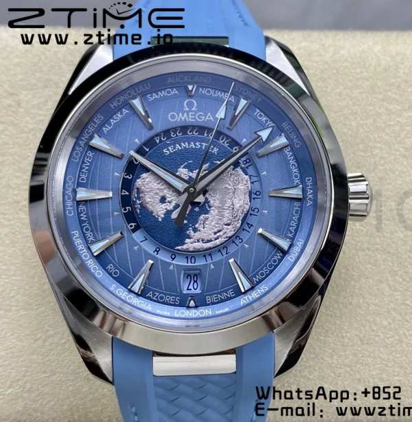 OMEGA Aqua Terra 150M 43mm 24 VSF 1:1 Best Edition Summer Blue Dial on Blue Rubber Strap A8938 Super Clone - Super Clone Watch | 1:1 Best Version