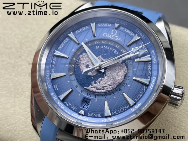 OMEGA Aqua Terra 150M 43mm 24 VSF 1:1 Best Edition Summer Blue Dial on Blue Rubber Strap A8938 Super Clone - Super Clone Watch | 1:1 Best Version