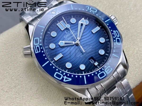 OMEGA Seamaster 300 SS VSF 1:1 Best Edition Gradient Blue Dial on SS Bracelet A8808 - Super Clone Watch | 1:1 Best Version