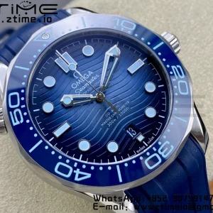 OMEGA Seamaster 300 SS VSF 1:1 Best Edition Gradient Blue Dial on Blue Rubber Strap A8808 - Super Clone Watch | 1:1 Best Version