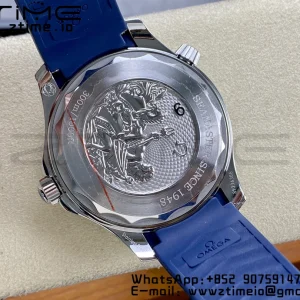 OMEGA Seamaster 300 SS VSF 1:1 Best Edition Gradient Blue Dial on Blue Rubber Strap A8808 - Super Clone Watch | 1:1 Best Version