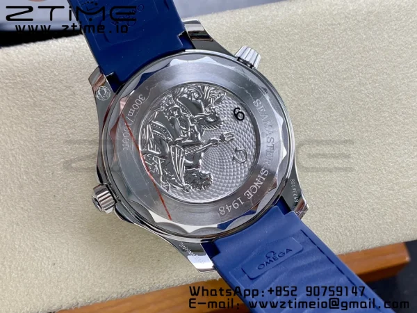 OMEGA Seamaster 300 SS VSF 1:1 Best Edition Gradient Blue Dial on Blue Rubber Strap A8808 - Super Clone Watch | 1:1 Best Version