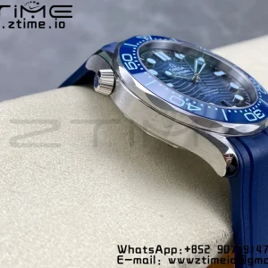 OMEGA Seamaster 300 SS VSF 1:1 Best Edition Gradient Blue Dial on Blue Rubber Strap A8808 - Super Clone Watch | 1:1 Best Version