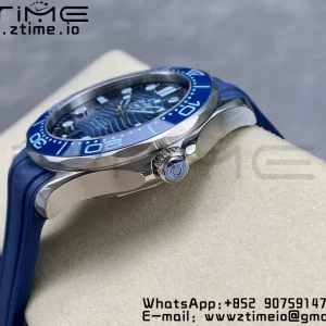 OMEGA Seamaster 300 SS VSF 1:1 Best Edition Gradient Blue Dial on Blue Rubber Strap A8808 - Super Clone Watch | 1:1 Best Version