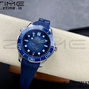 OMEGA Seamaster 300 SS VSF 1:1 Best Edition Gradient Blue Dial on Blue Rubber Strap A8808 - Super Clone Watch | 1:1 Best Version