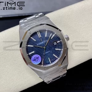 AP Royal Oak 41mm 15400 SS APSF 1:1 Best Edition Blue Textured Dial on SS Bracelet SA3120 Super Clone V3 - Super Clone Watch | 1:1 Best Version