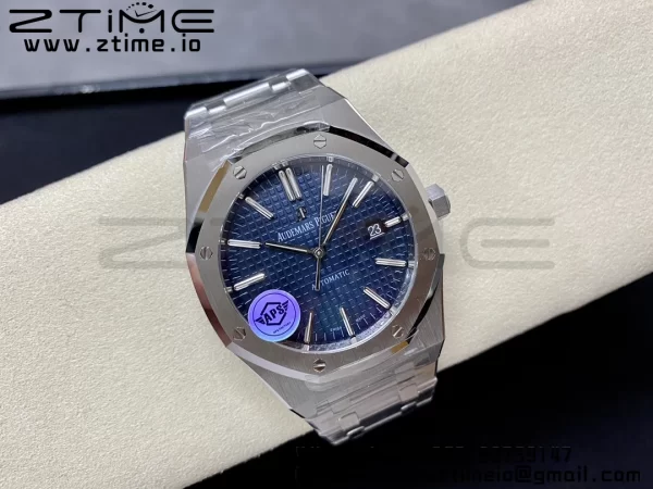 AP Royal Oak 41mm 15400 SS APSF 1:1 Best Edition Blue Textured Dial on SS Bracelet SA3120 Super Clone V3 - Super Clone Watch | 1:1 Best Version