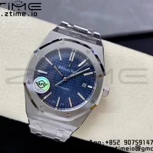 AP Royal Oak 41mm 15400 SS APSF 1:1 Best Edition Blue Textured Dial on SS Bracelet SA3120 Super Clone V3 - Super Clone Watch | 1:1 Best Version