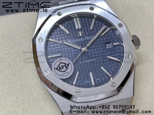 AP Royal Oak 41mm 15400 SS APSF 1:1 Best Edition Blue Textured Dial on SS Bracelet SA3120 Super Clone V3 - Super Clone Watch | 1:1 Best Version