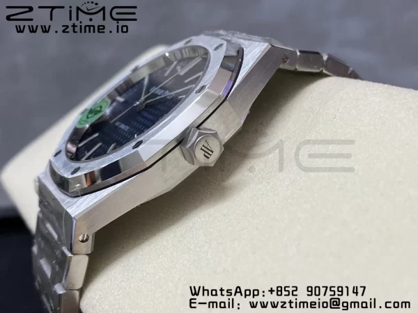 AP Royal Oak 41mm 15400 SS APSF 1:1 Best Edition Blue Textured Dial on SS Bracelet SA3120 Super Clone V3 - Super Clone Watch | 1:1 Best Version