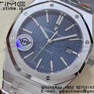 AP Royal Oak 41mm 15400 SS APSF 1:1 Best Edition Blue Textured Dial on SS Bracelet SA3120 Super Clone V3 - Super Clone Watch | 1:1 Best Version