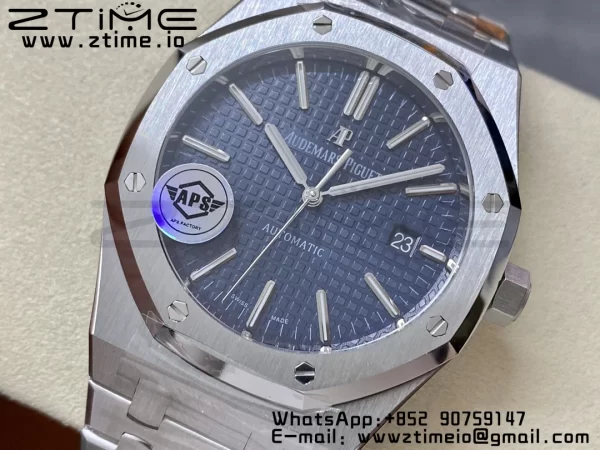 AP Royal Oak 41mm 15400 SS APSF 1:1 Best Edition Blue Textured Dial on SS Bracelet SA3120 Super Clone V3 - Super Clone Watch | 1:1 Best Version