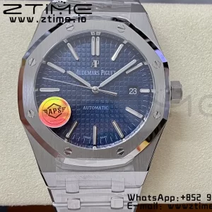 AP Royal Oak 41mm 15400 SS APSF 1:1 Best Edition Blue Textured Dial on SS Bracelet SA3120 Super Clone V3 - Super Clone Watch | 1:1 Best Version