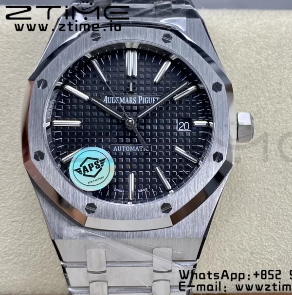 AP Royal Oak 41mm 15400 SS APSF 1:1 Best Edition Black Textured Dial on SS Bracelet SA3120 Super Clone V3 - Super Clone Watch | 1:1 Best Version