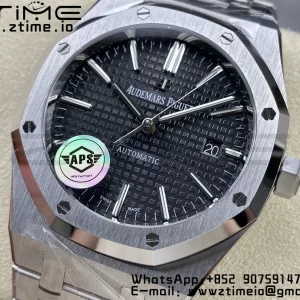 AP Royal Oak 41mm 15400 SS APSF 1:1 Best Edition Black Textured Dial on SS Bracelet SA3120 Super Clone V3 - Super Clone Watch | 1:1 Best Version