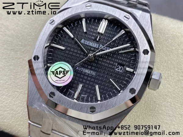 AP Royal Oak 41mm 15400 SS APSF 1:1 Best Edition Black Textured Dial on SS Bracelet SA3120 Super Clone V3 - Super Clone Watch | 1:1 Best Version