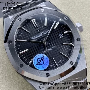 AP Royal Oak 41mm 15400 SS APSF 1:1 Best Edition Black Textured Dial on SS Bracelet SA3120 Super Clone V3 - Super Clone Watch | 1:1 Best Version