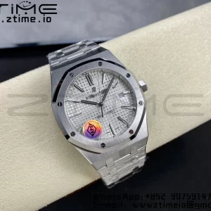 AP Royal Oak 41mm 15400 SS APSF 1:1 Best Edition White Textured Dial on SS Bracelet SA3120 Super Clone V3 - Super Clone Watch | 1:1 Best Version